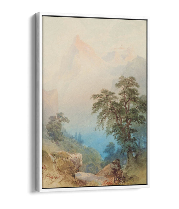 NICHOLAS CHEVALIER, A VIEW OF THE ALPS -FLOAT EFFECT CANVAS WALL ART PRINT