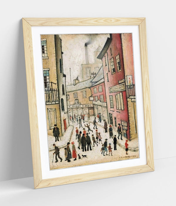 an old street CANVAS WALL ART PICTURE PRINT PAINTING FRAMED Ls Lowry Style