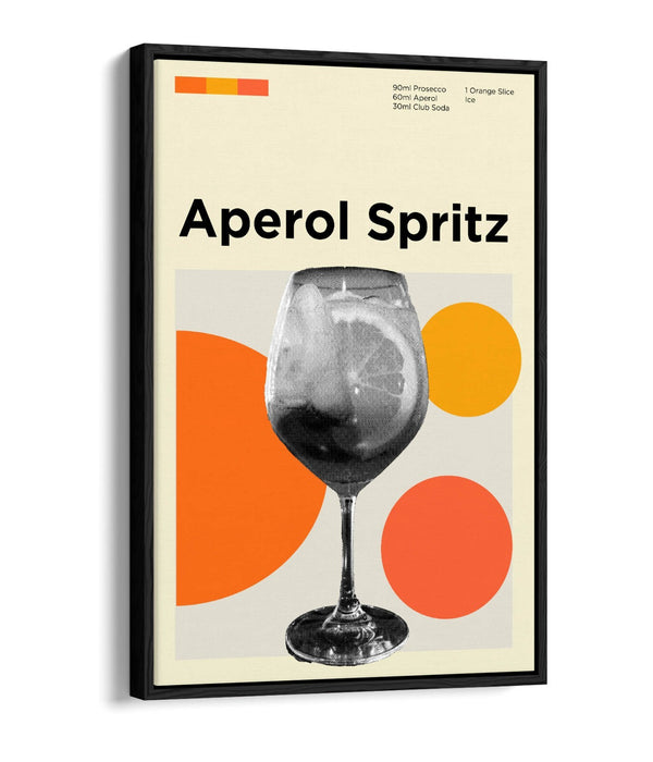 Aperol Spritz Poster - Funky Float Effect Canvas Wall Art | Handmade UK
