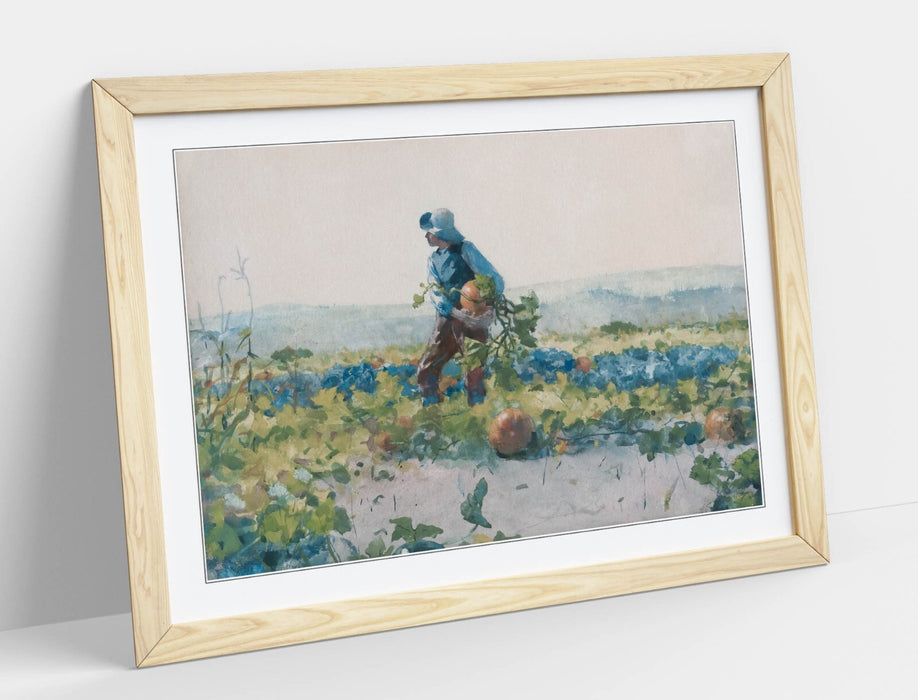 Framed Wall Art Poster – Winslow Homer Farmers Boy Print with Wood Grain Frame