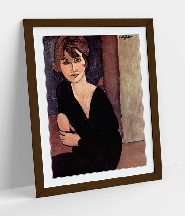 Modigliani Framed Wall Art – Handmade UK Portrait Print with Wood Grain Frame