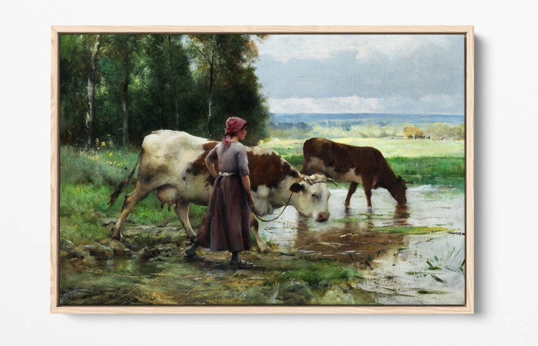 JULIEN DUPRE, YOUNG WOMAN SOARING CATTLE -FLOAT EFFECT CANVAS WALL ART PIC PRINT