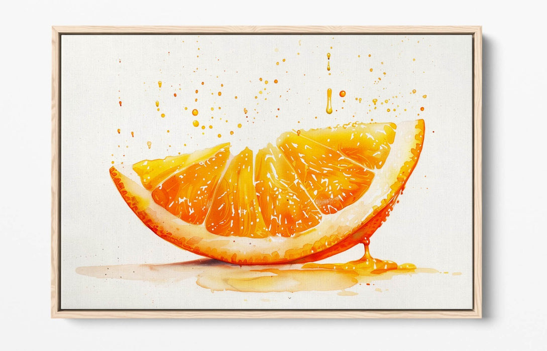 Canvas Wall Art – Juicy Orange Slice Float Effect Contemporary Print With Deep Frame