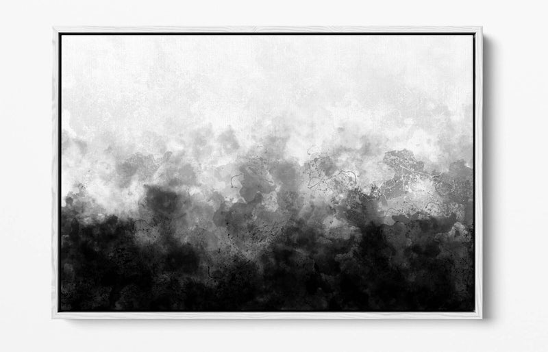 Canvas Wall Art - Abstract Black And White Sketch Print With Float Effect Frame