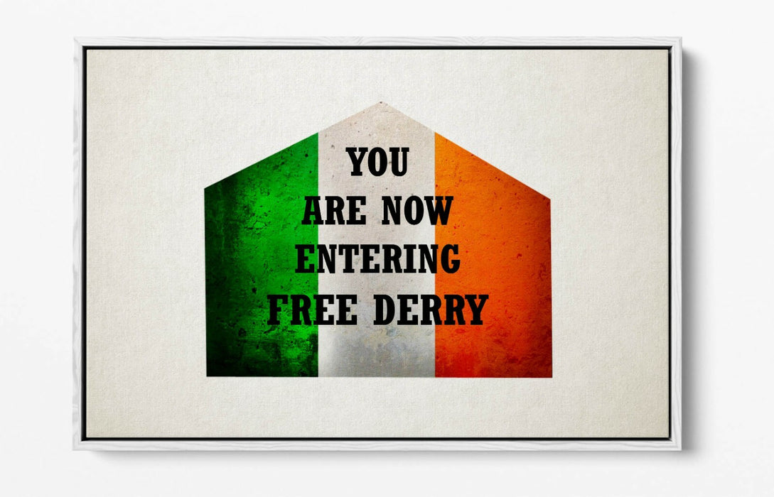 FREE DERRY CORNER IRISH FLAG, DERRY GIRLS  -FLOAT EFFECT CANVAS ART PRINT