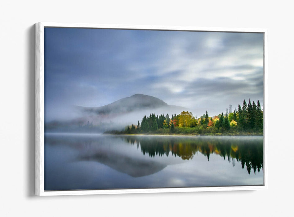 Canvas Wall Art | Lake Forest & Mountain Reflection Float Effect Print - Handmade UK
