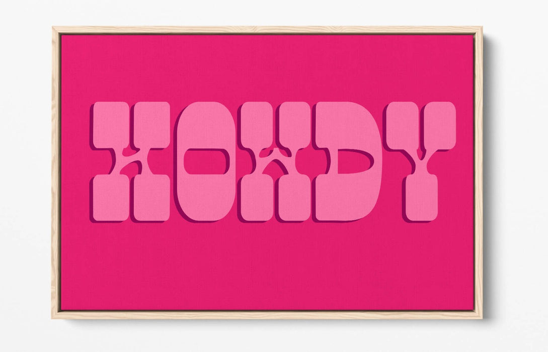 "HOWDY" TRENDY PINK COWBOY QUOTE -FLOAT EFFECT CANVAS WALL ART PRINT