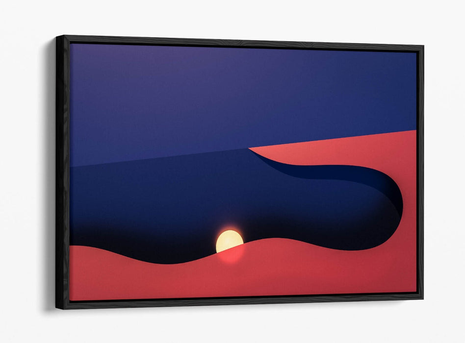 Float Effect Canvas Art – Blue Pink Sunset Abstract Print on Custom Deep Frame