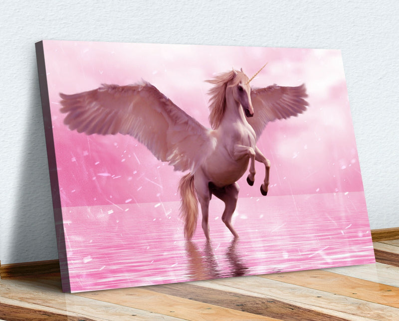 Unicorn Canvas Wall Art – Pink Fantasy Print | 30mm Deep Handmade Canvas