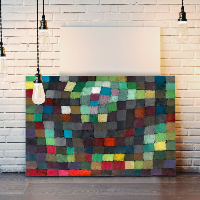 Canvas Wall Art – Coloured Squares Abstract Paul Klee Artwork With Premium Varnish Finish