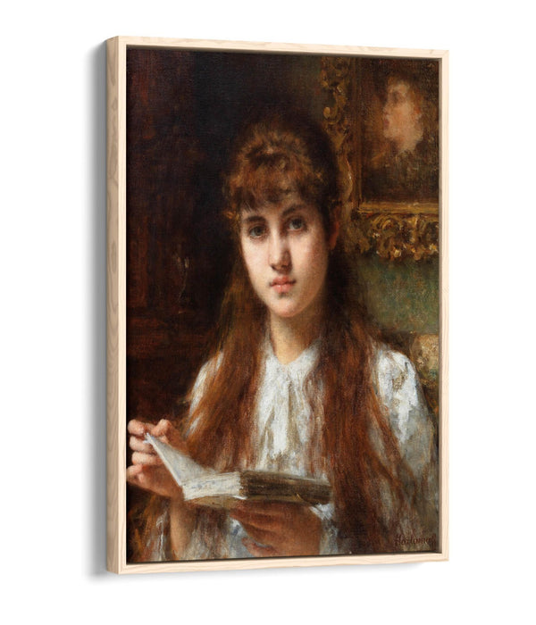 Float Effect Canvas Art - Girl Reading Handmade Canvas Print with Premium Frame
