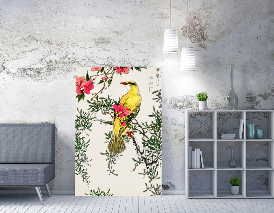Canvas Wall Art - Chinese Bush Warbler Bird Print on Handmade Archival Canvas