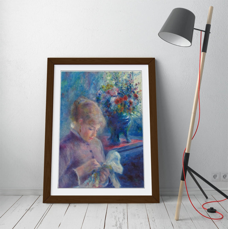 Renoir Framed Wall Art – Young Woman Sewing Classic Art Print UK, Ready To Hang