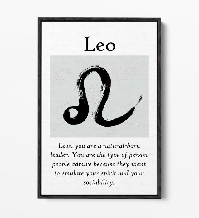 LEO STAR SIGN ZODIAC ASTROLOGY QUOTE -FLOAT EFFECT CANVAS WALL ART PRINT