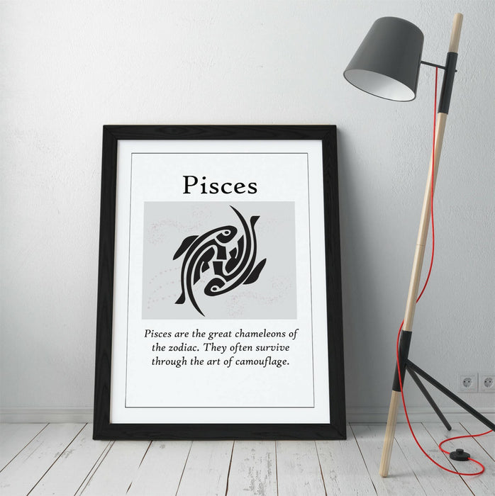 PISCES STAR SIGN ZODIAC ASTOLOGY QUOTE SLOGAN -FRAMED WALL ART PICTURE PRINT