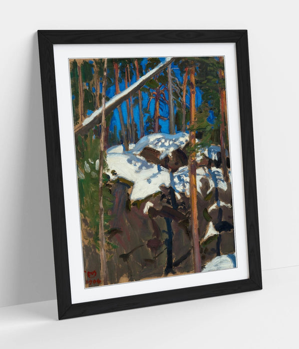 Framed Art Poster – Spring Sun Artwork by Askeli Gallen-Kallela | Wood Grain Frame