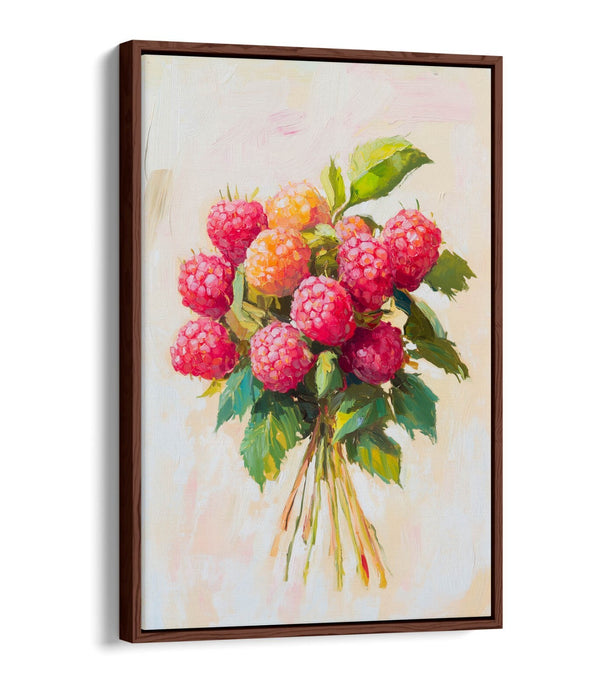 Red Raspberry Canvas Art - Float Effect Canvas Wall Art With Premium Varnish Finish