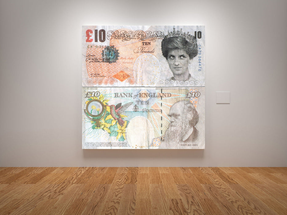 BANKSY MONEY TENNER DIANA CANVAS WALL ART PICTURE PRINT ARTWORK SQUARE TRUST XL