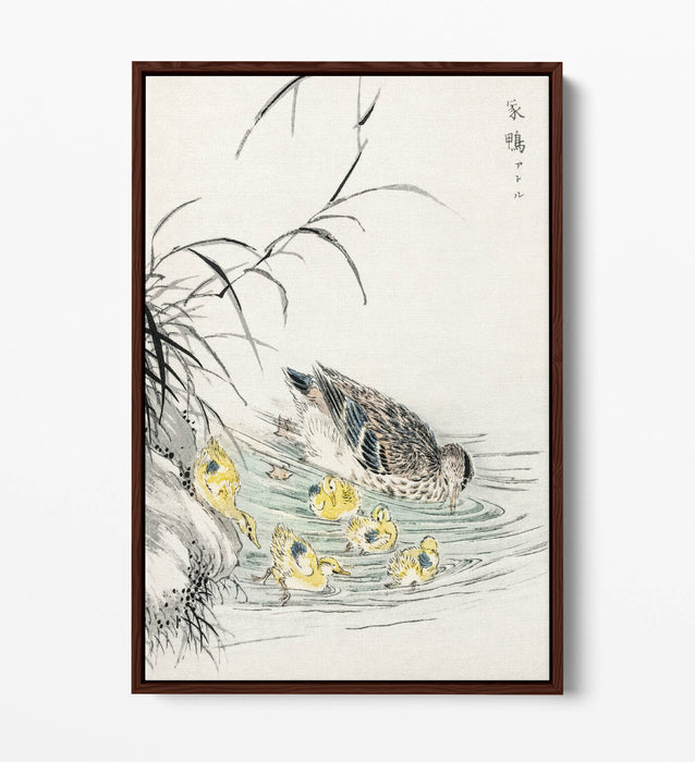 Canvas Wall Art Print - Duck and Ducklings Float Effect on Premium 30mm Deep Frame