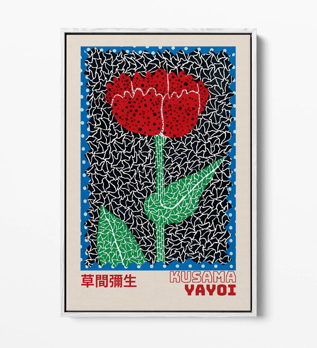 YAYOI KUSAMA RED ROSE FLORAL CONTEMPORARY DECOR FLOAT EFFECT CANVAS ART PRINT