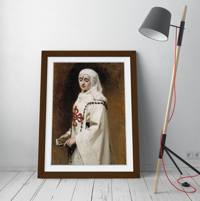 Framed Art Poster - Raimundo Madrazo Portrait Of Maria Guerrero | Woodgrain Frame