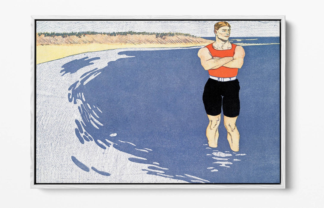 Canvas Wall Art Print - Man Standing in the Sea | Edward Penfield Float Effect