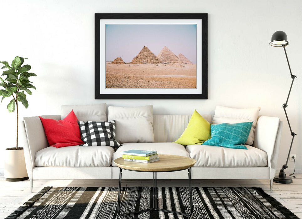 Pyramids Of Giza Art – Framed Photography Print With Natural Wood Frame