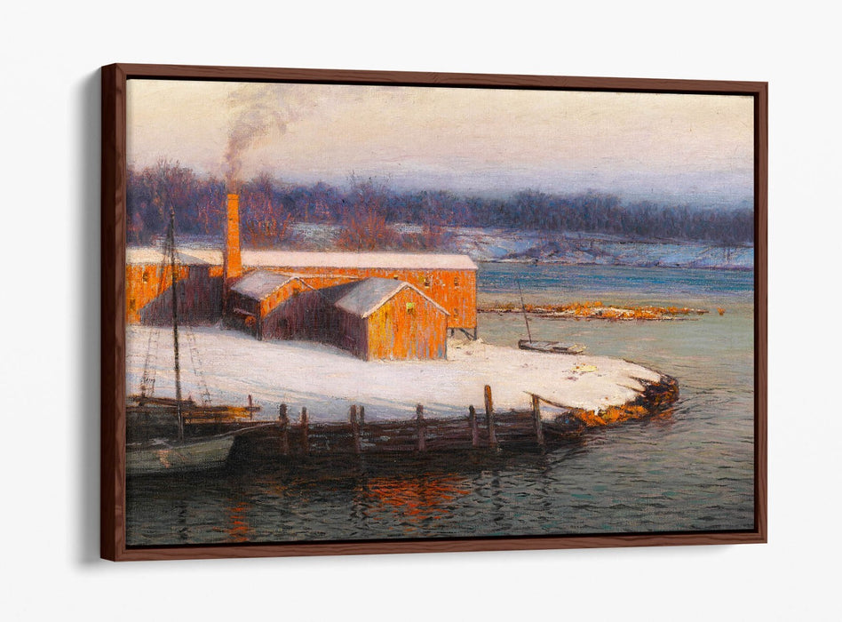 L. BIRGE HARRISON, THE RED MILL AT COS COB -FLOAT EFFECT CANVAS WALL ART PRINT