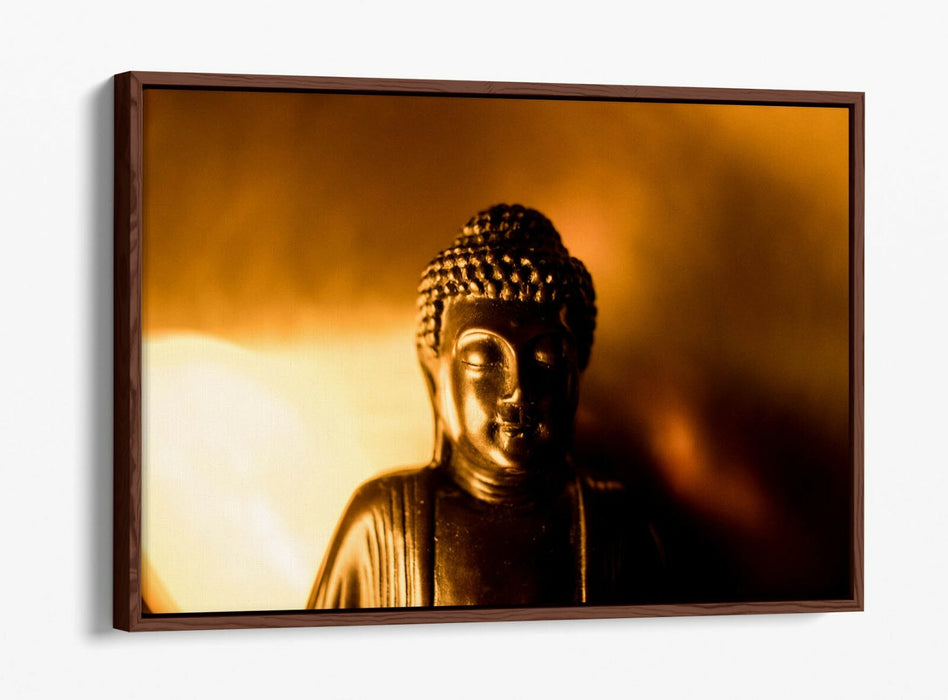 Buddha Canvas Art – Gold Buddha Statue Print With Float Effect Canvas