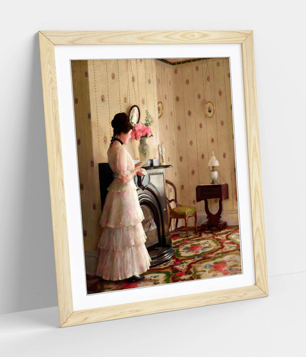 Framed Wall Art Featuring William McGregor Paxton Print – Matte Paper, Woodgrain Frame