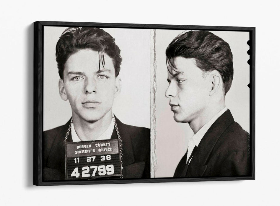 FRANK SINATRA MUGSHOT 2 -FLOAT EFFECT CANVAS WALL ART PIC PRINT- BLACK & WHITE