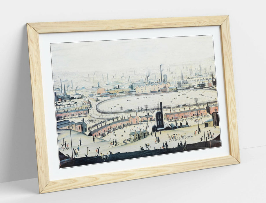 LS LOWRY THE POND -FRAMED POSTER WALL ART PRINT ARTWORK- GREY