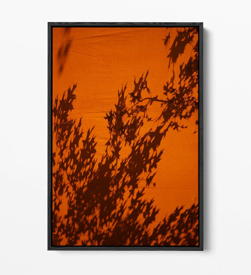 Canvas Wall Art Print - Orange Sunset Art With Tree Leaves Shadow | Float Effect Canvas