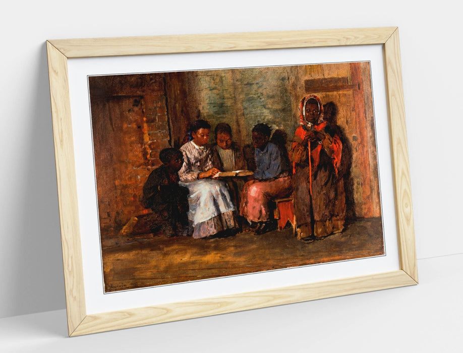 Framed Wall Art – Winslow Homer Sunday Morning Virginia Poster Print with Wood Grain Frame