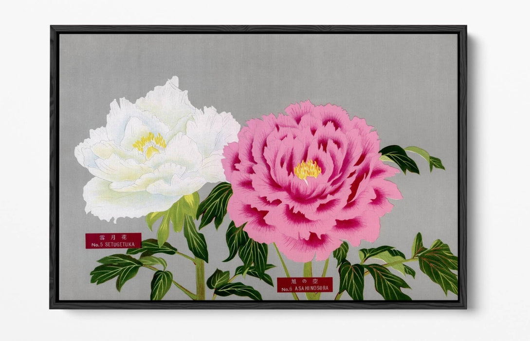 Vintage Canvas Wall Art – Pink White Flowers Art | Handmade Peonies Wall Decor