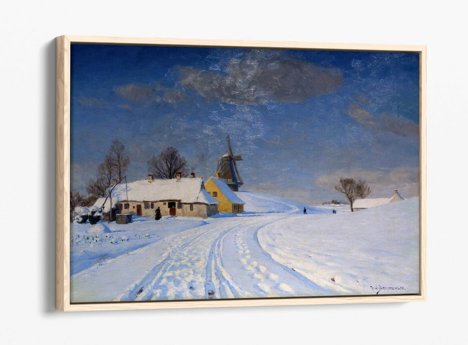 H.A BRENDEKILDE, SNOWY LANDSCAPE -FLOAT EFFECT CANVAS WALL ART PIC PRINT
