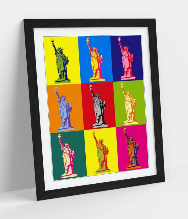 STATUE OF LIBERTY COLOURFUL POP ART -FRAMED WALL ART PICTURE PRINT