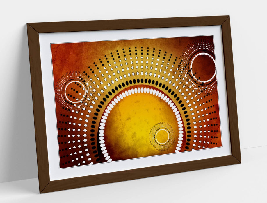 Framed Abstract Poster - Yellow Sun Artwork | Modern Bedroom Wall Art Print
