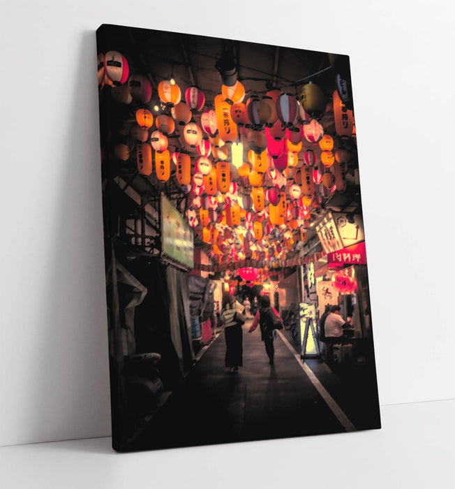 Canvas Wall Art – Tokyo Street Asian Lantern Print | Handmade Vibrant Decor