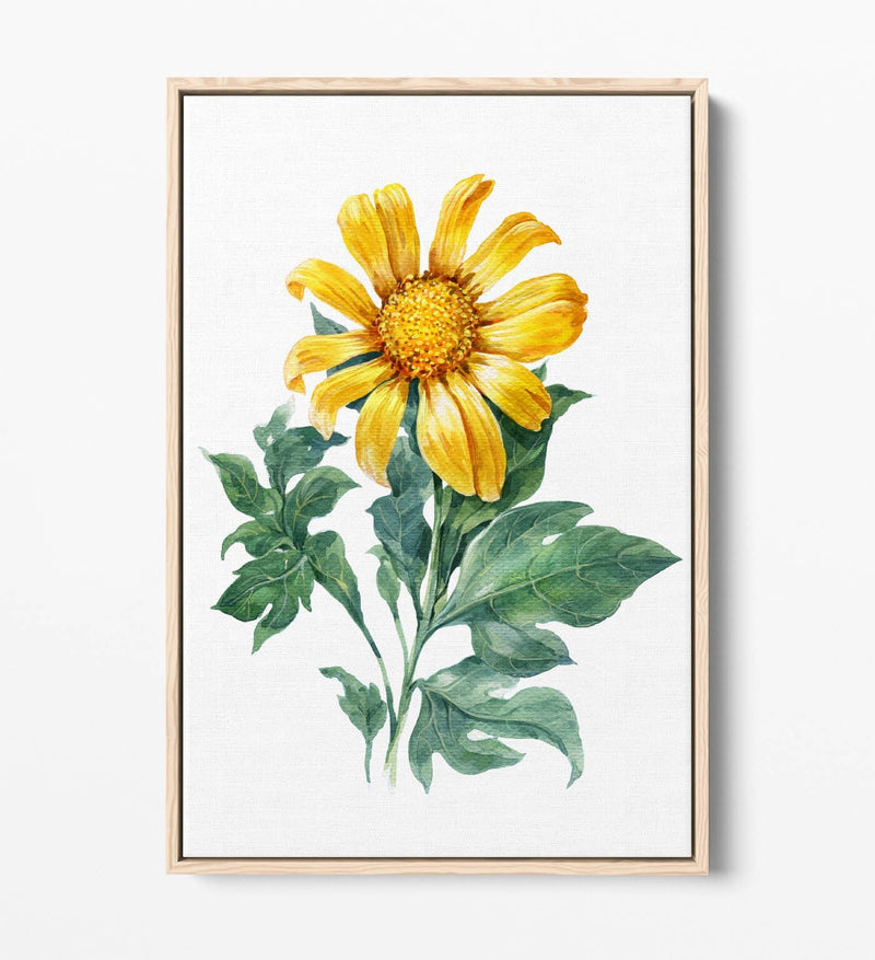 Sunflower Canvas Art - Vibrant Watercolor Print | Float Effect Wall Decor