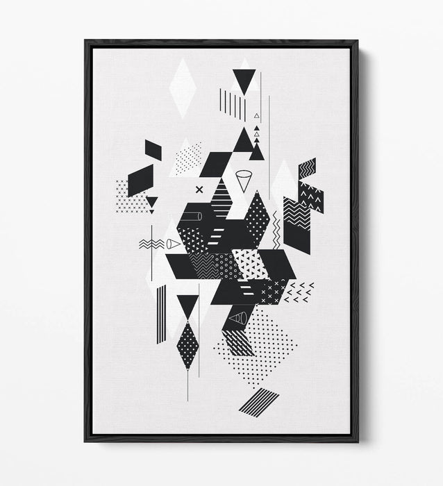 Canvas Wall Art - Abstract Black White Decor | Float Effect Canvas Print