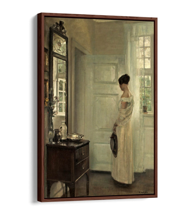 CARL HOLSOE, SALON INTERIOR WITH WOMAN -FLOAT EFFECT CANVAS WALL ART PIC PRINT