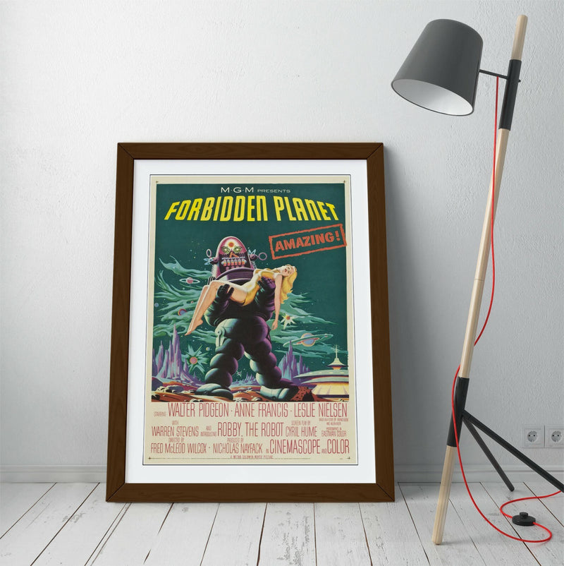 Vintage Sci Fi Poster - Handmade Framed Wall Art | Forbidden Planet Art Print