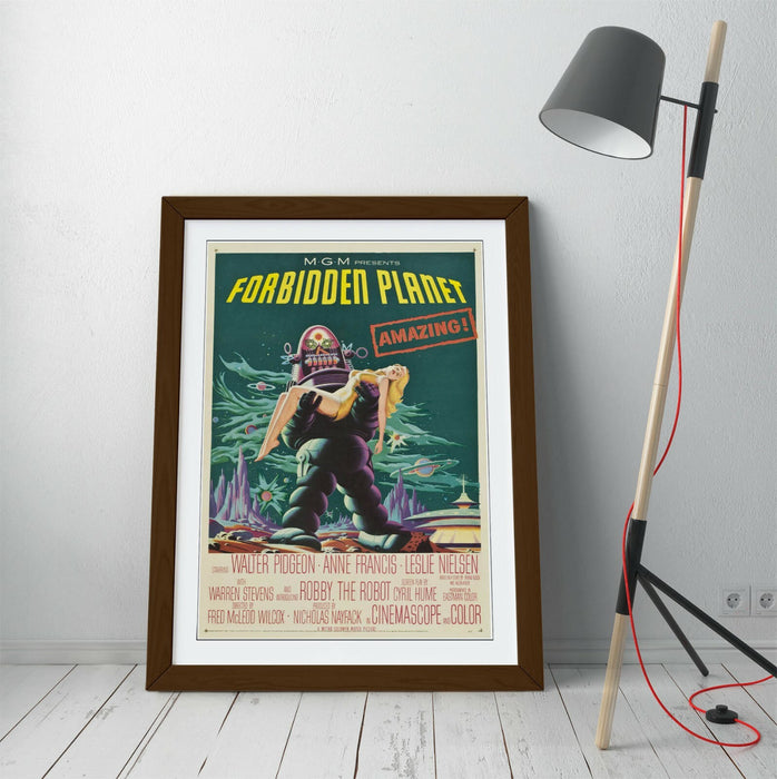 Vintage Sci Fi Poster - Handmade Framed Wall Art | Forbidden Planet Art Print