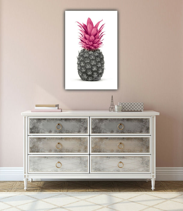 Canvas Wall Art - Pineapple Black & White Pink | Vibrant Modern Artwork Ready to Hang