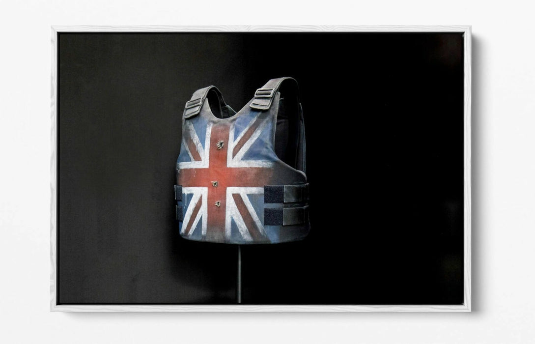 BANKSY UNION JACK STAB VEST -FLOAT EFFECT CANVAS WALL ART PIC PRINT- STORMZY