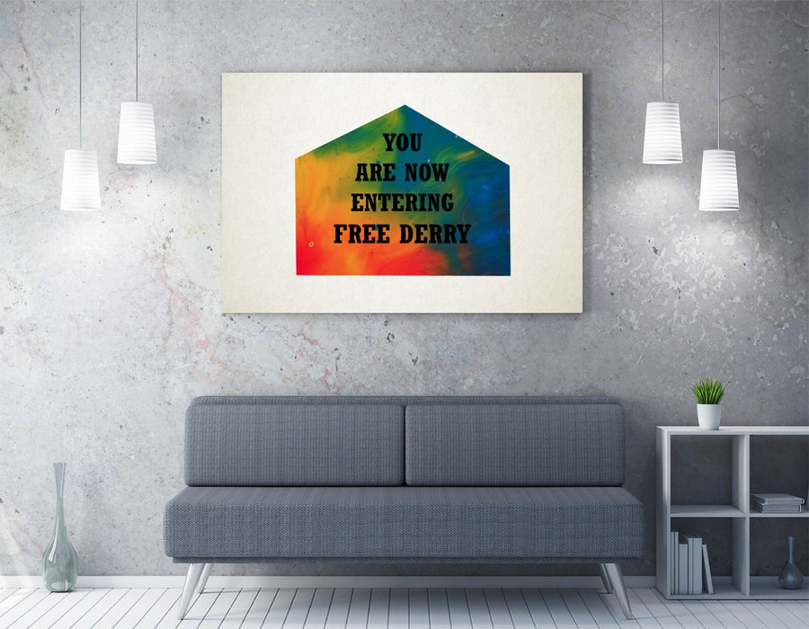 FREE DERRY CORNER IRISH RAINBOW -CANVAS WALL ART PRINT ARTWORK DEEP FRAME
