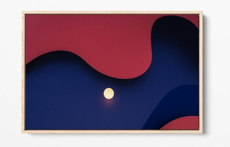 Canvas Wall Art - Moon In Blue Sky Abstract Canvas Print | Float Effect Frame
