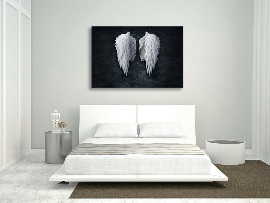 FALLEN BROKEN ANGEL WINGS BANKSY WHITE CANVAS STREET WALL ART PICTURE PRINT  XL