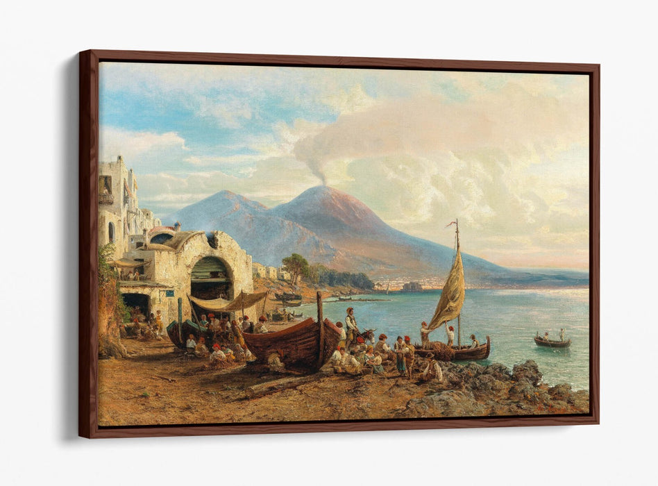 Canvas Wall Art Print – Albert Arnz Fisherman in Bay of Naples | Float Effect